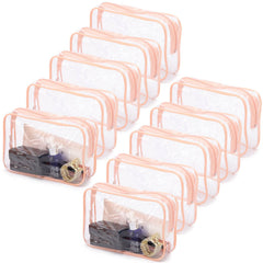 Pochette cosmétique Tbestmax transparente pêche vue ouverte, repérez rapidement les articles.