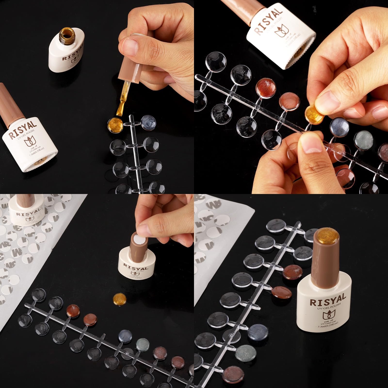 Tbestmax stickers adhésifs vernis : fixation fiable sur les flacons pour des swatches propres.
