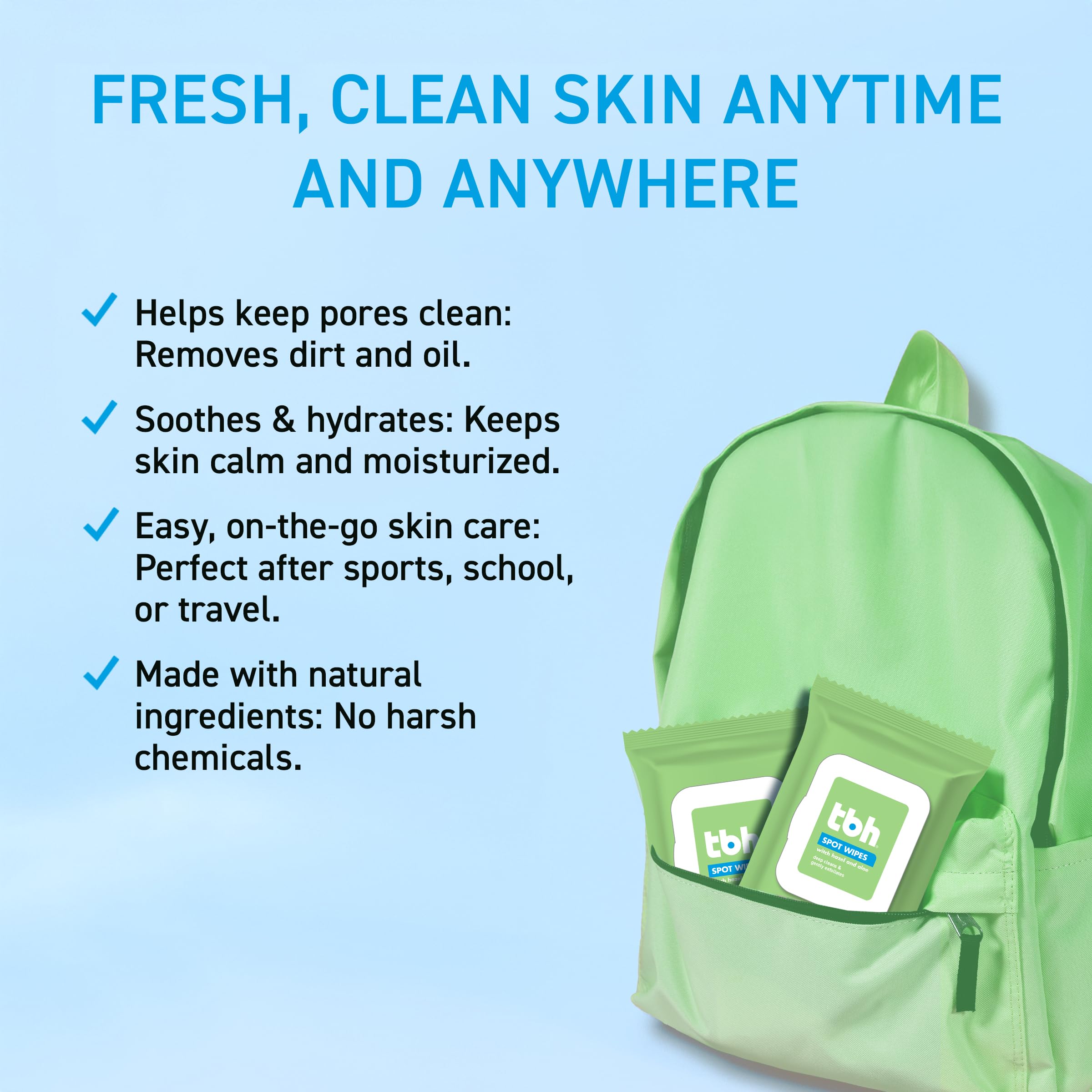 TBH Kids lingettes pores propres sans irritations pour peau sensible.