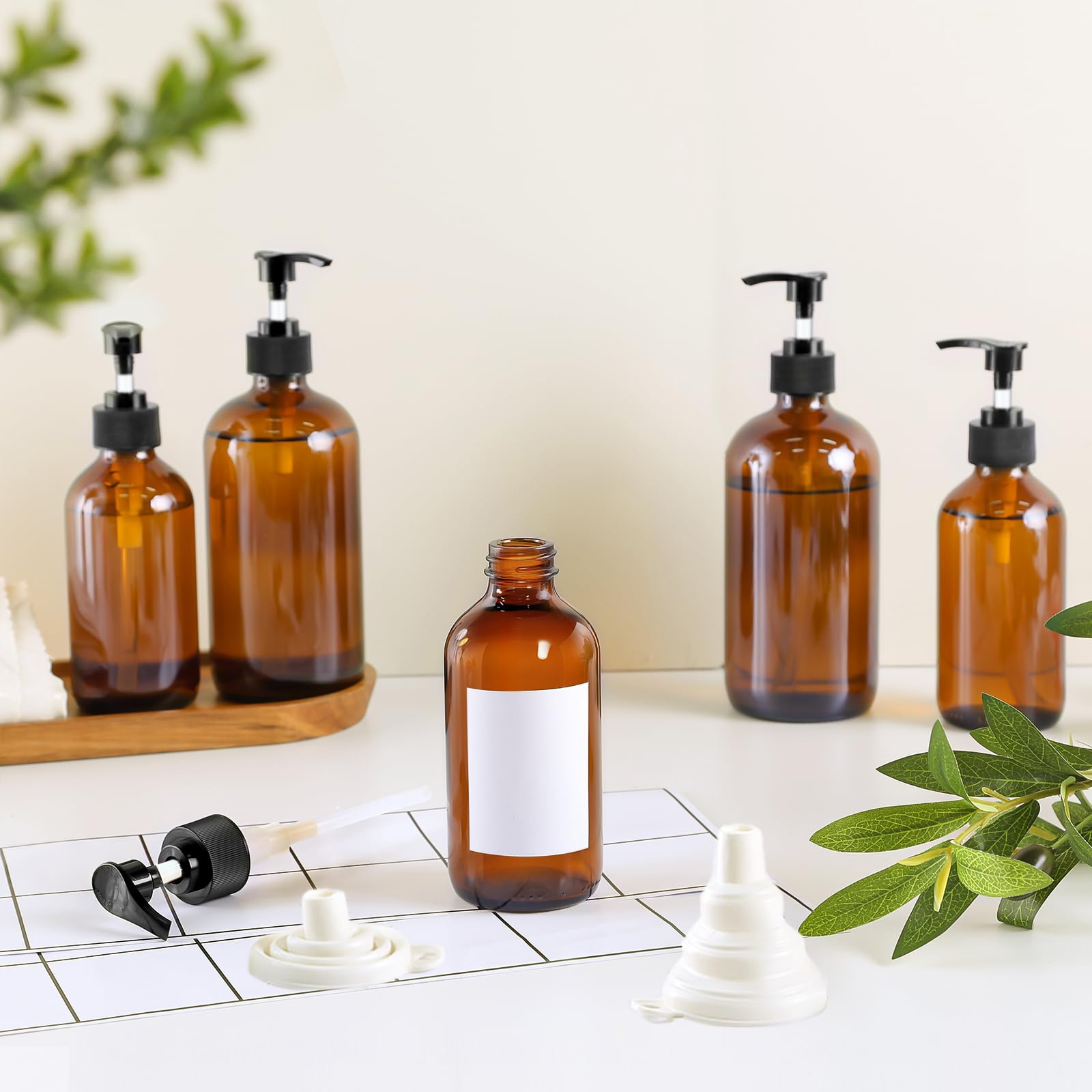 TBWIND bouteille ambré 8oz avec pompe noire pour dosage précis