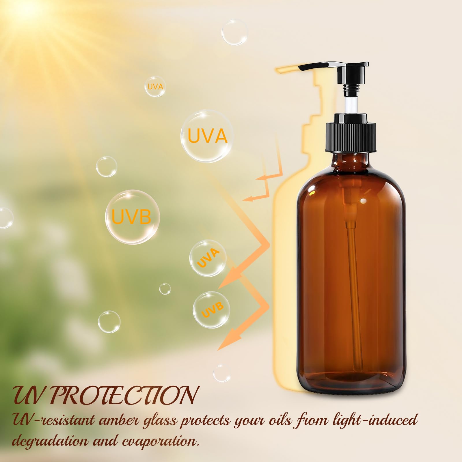 TBWIND bouteille ambré 8oz idéale pour soins quotidiens et voyage