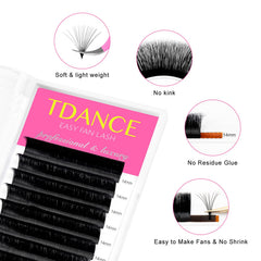 TDANCE cils éventail facile avec courbures CC et DD pour rendu naturel