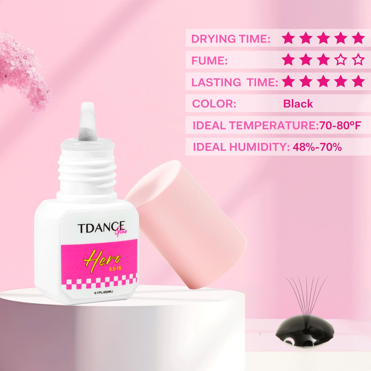 TDANCE colle-extension sans formaldéhyde et sans latex pour la sécurité.