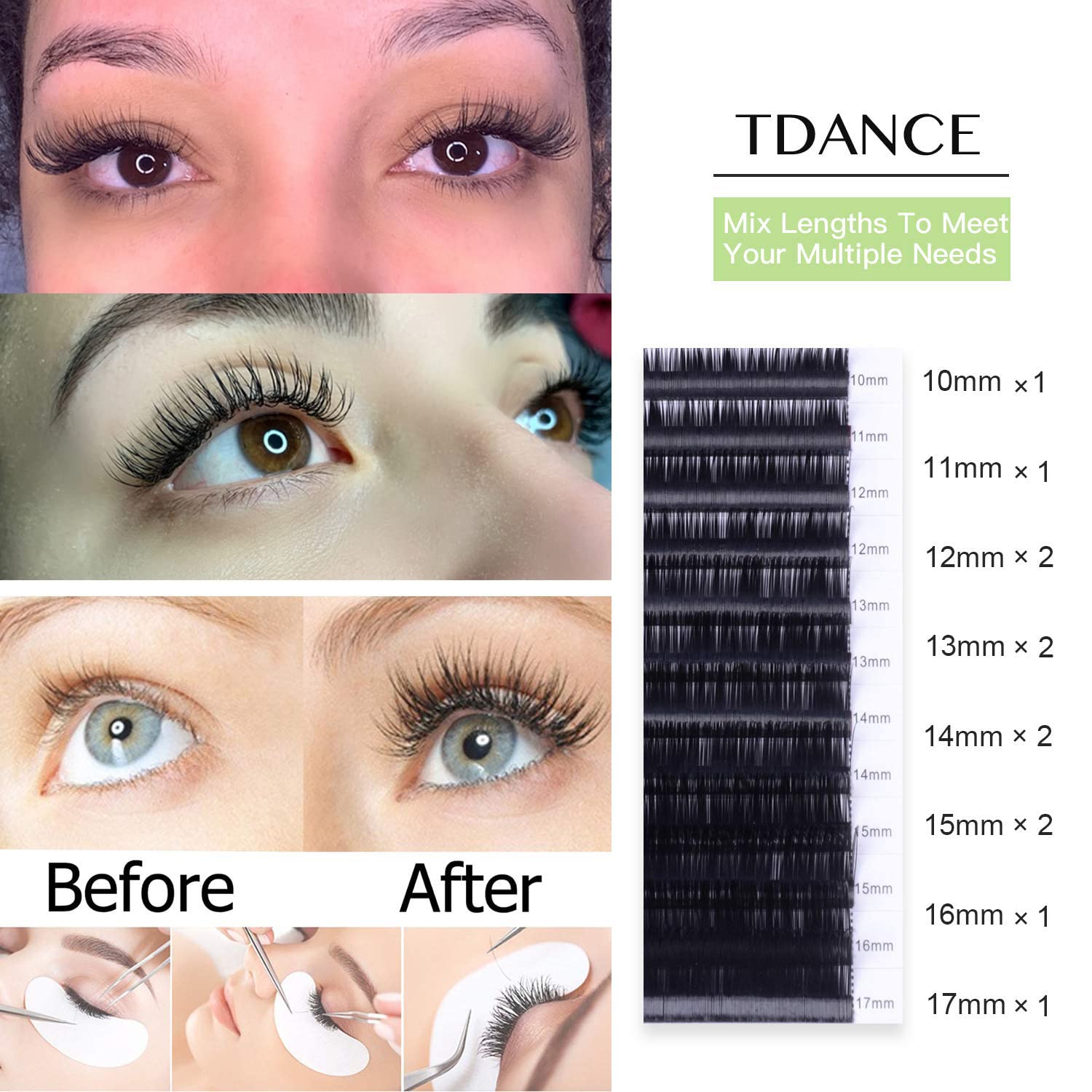TDANCE extensions cils mat noir étui stockage pro pratique.