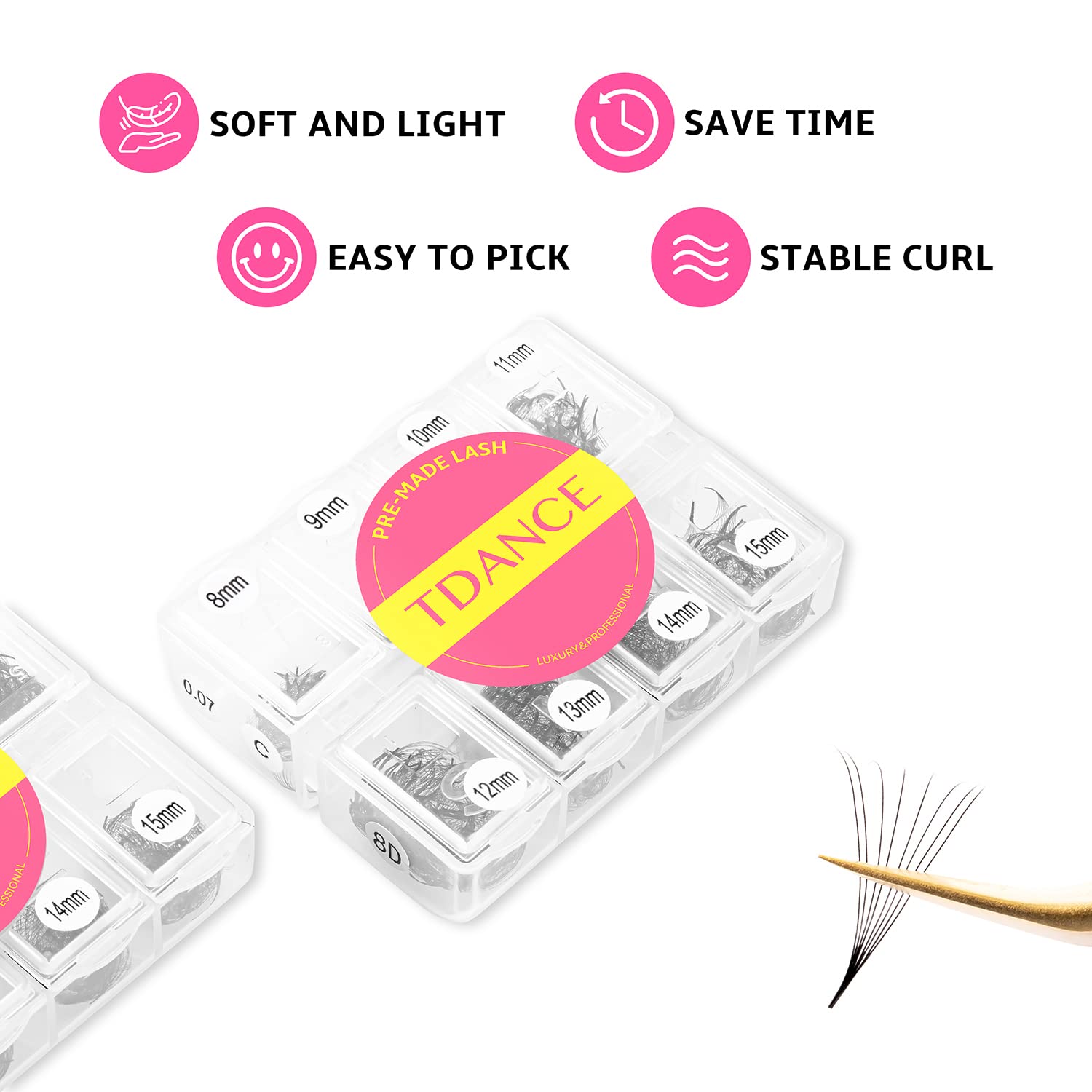 TDANCE promade fans easy pickup with tweezers for clean placement