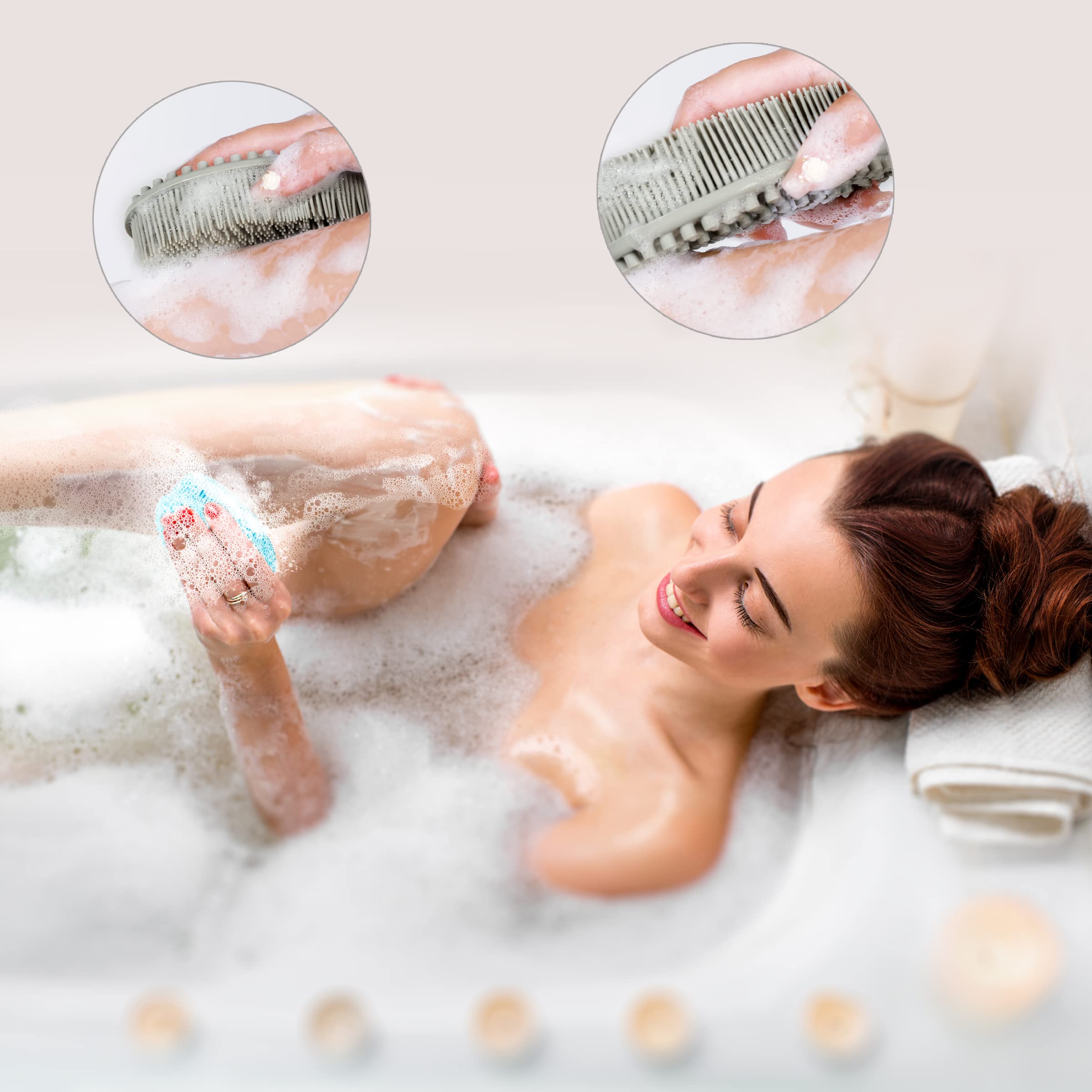 TDHDIKE brosse silicone 2 en 1, massage du corps ou du cuir chevelu.