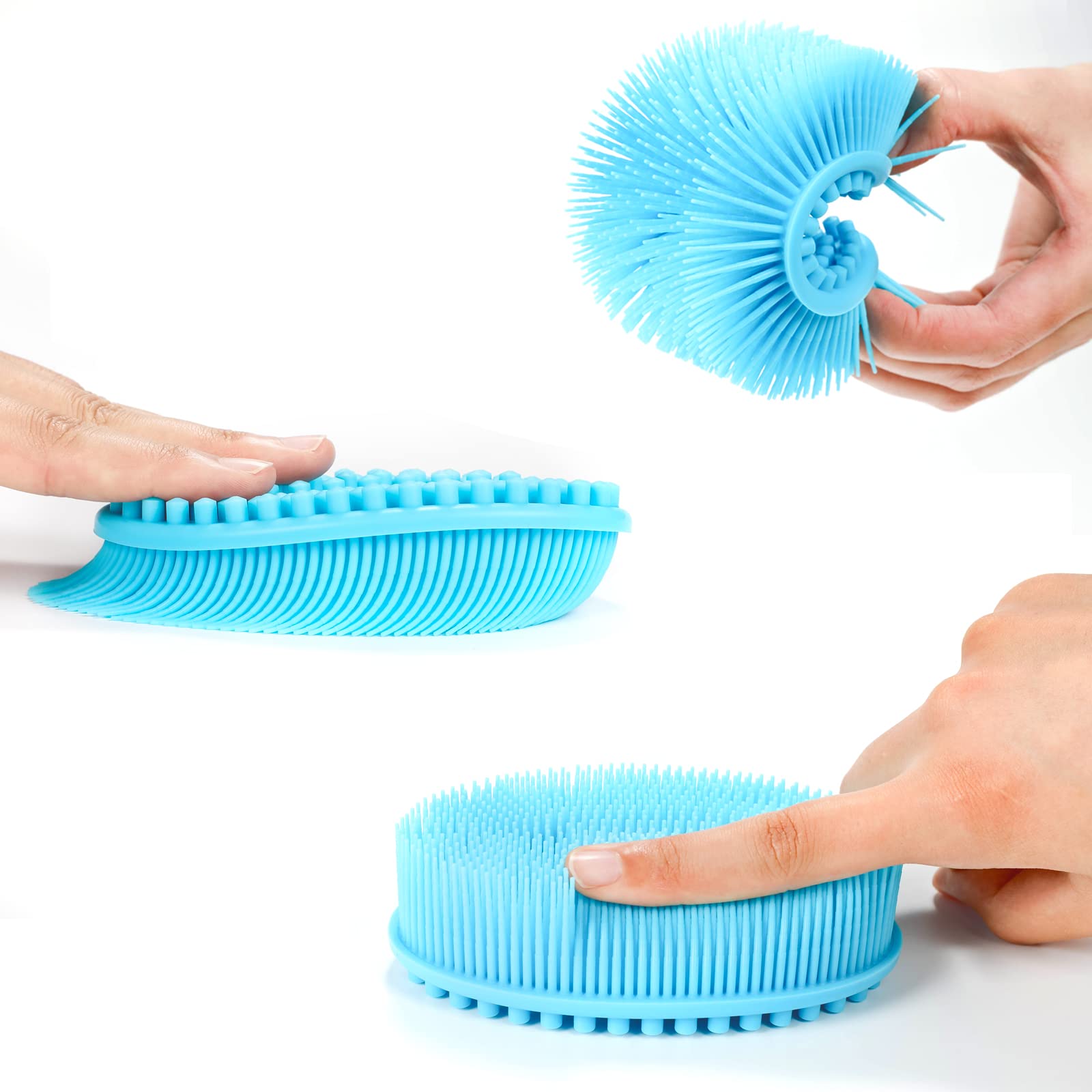 TDHDIKE brosse silicone corps bleu, lot de 3, massage ciblé et peau nette.