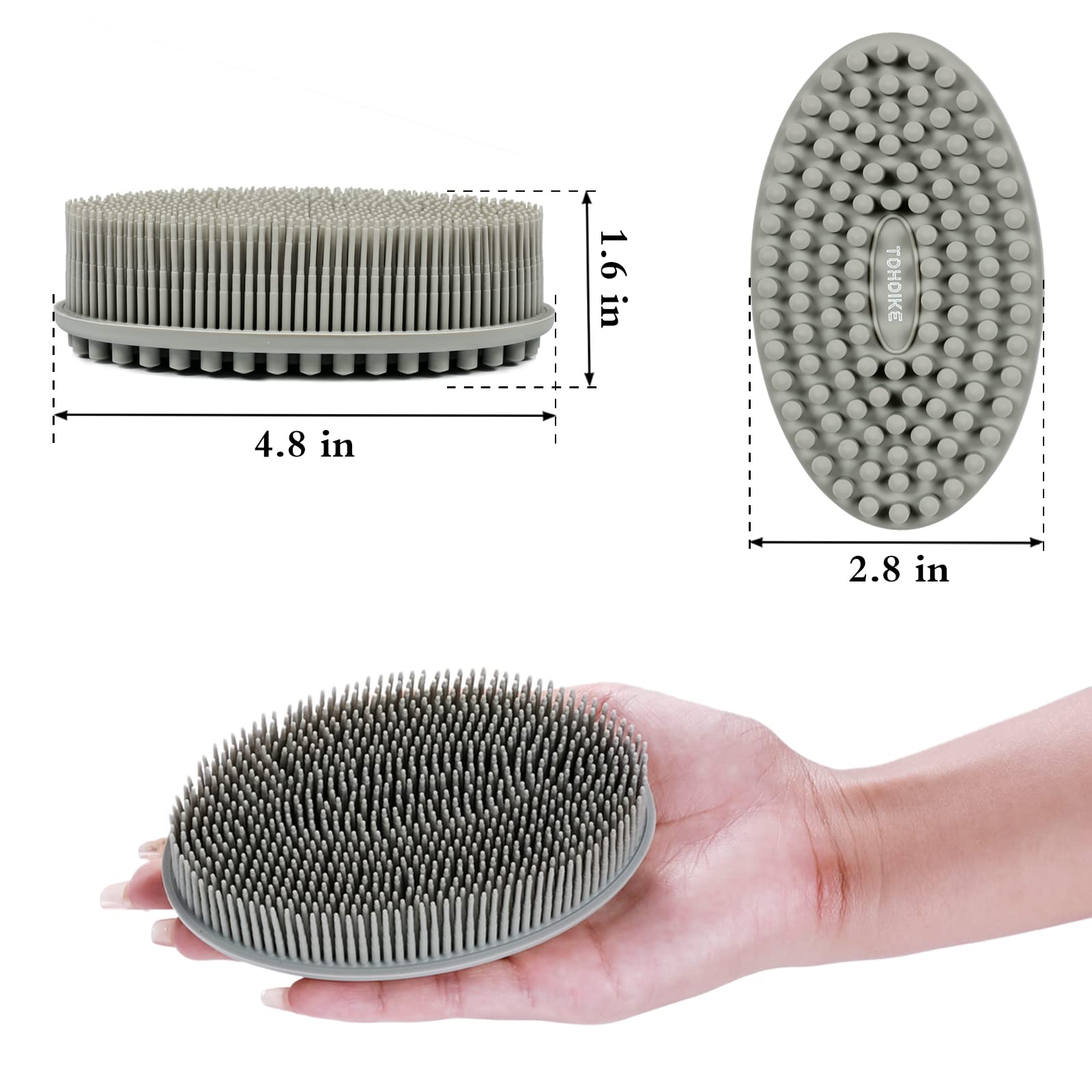 TDHDIKE brosse silicone corps gris, lot de 3, nettoyage en profondeur en douceur.