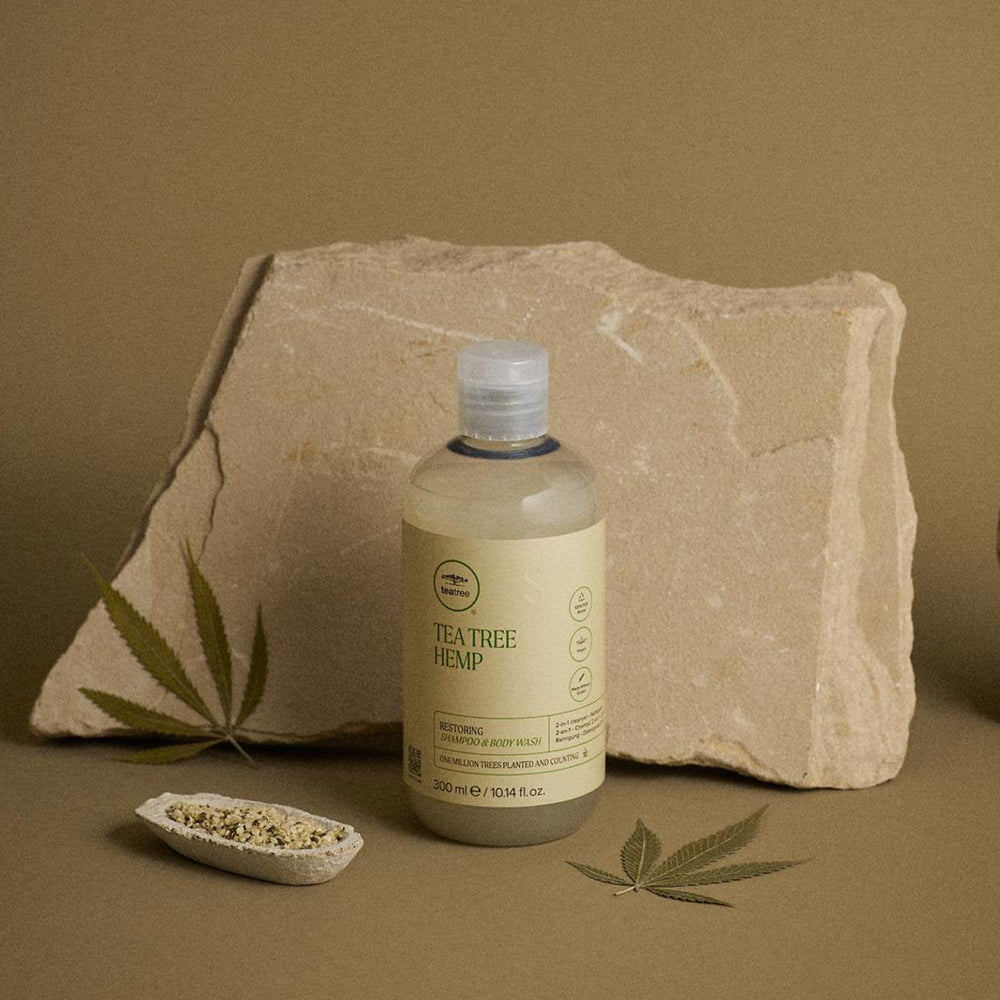 Tea Tree Chanvre Restoratif – emballage élégant et pratique.