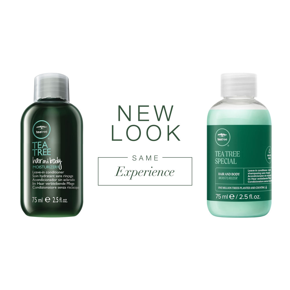 Tea Tree conditionneur sans rinage pour cheveux nourris et démêlés.