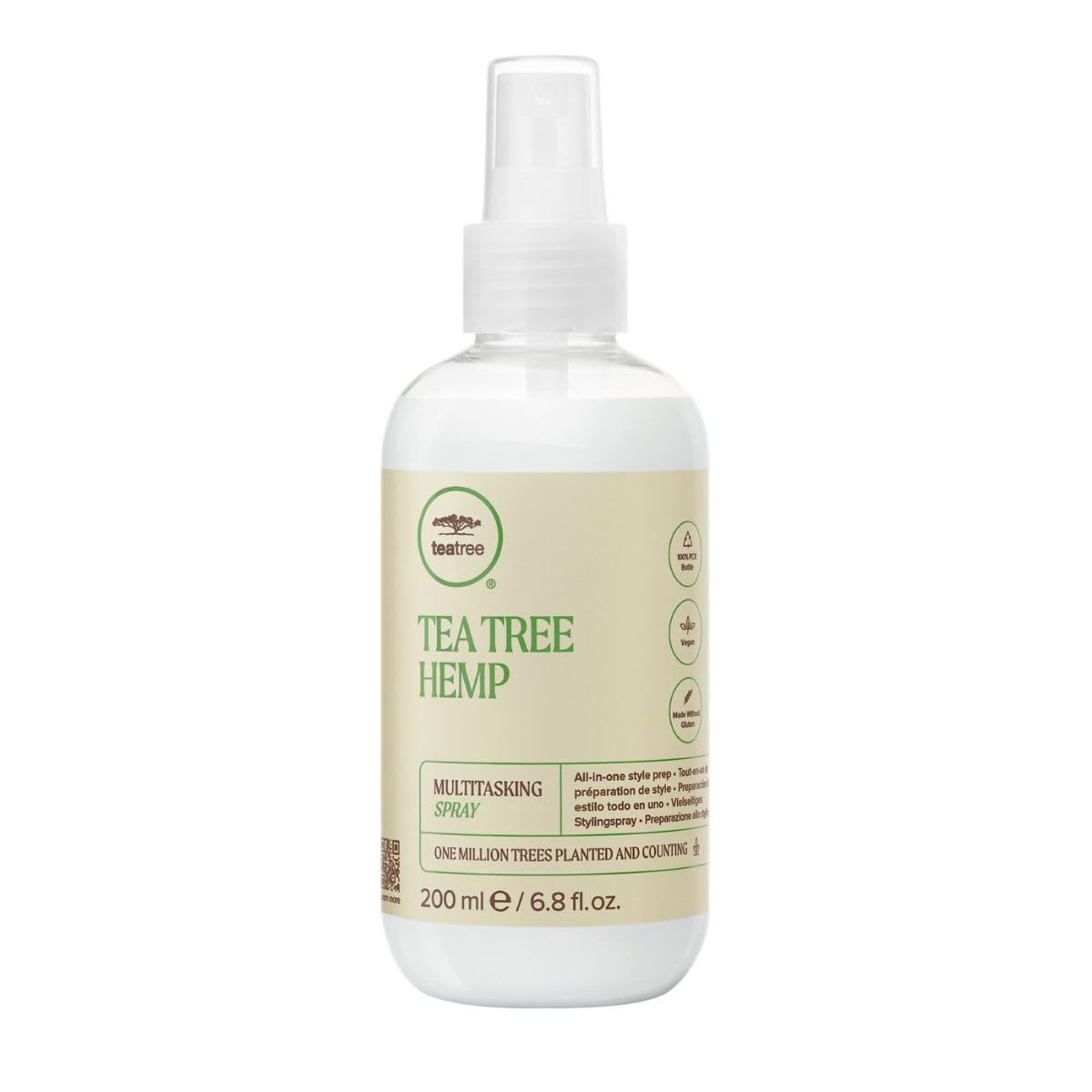 Bouteille Tea Tree Hemp Multitasking Spray, hydratante et pratique pour démêler les cheveux.