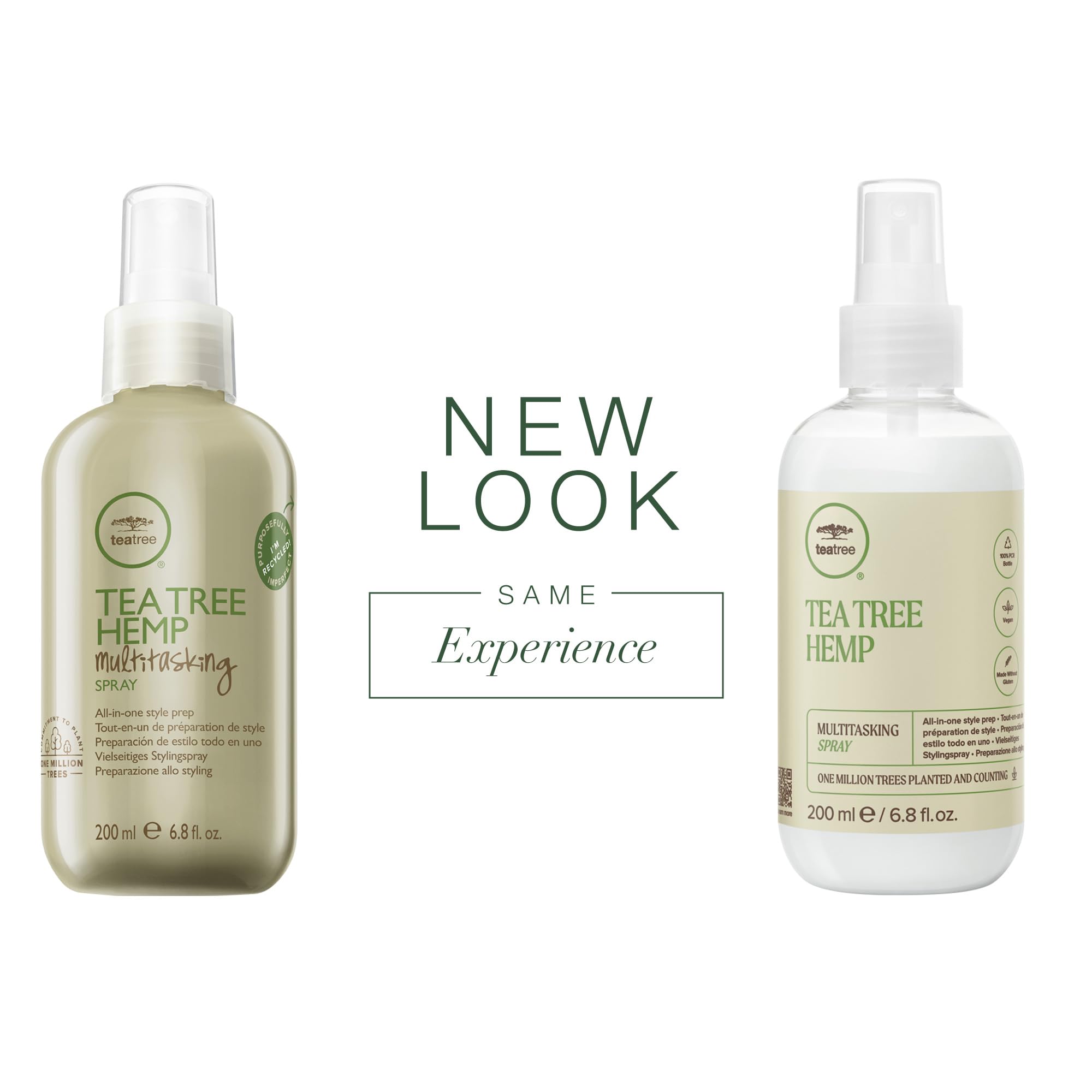 Tea Tree Hemp Multitasking Spray, demelage-doux pour tous types de cheveux.
