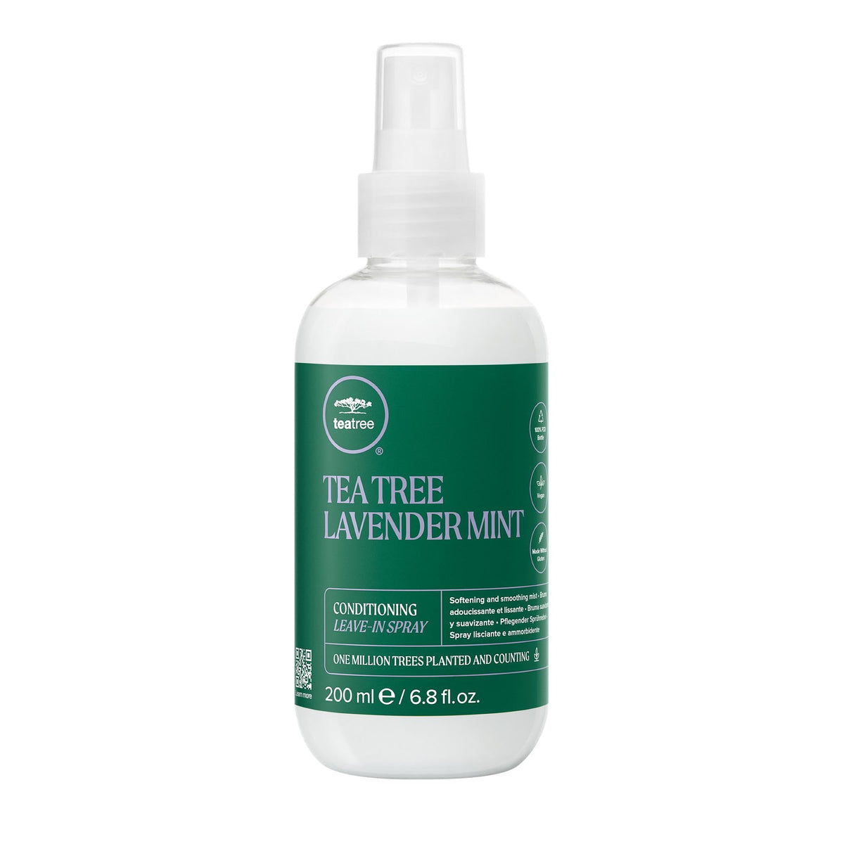 Tea Tree Lavande Menthe spray sans rinçage, hydratation légère pour cheveux secs.