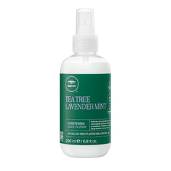 Tea Tree Lavande Menthe spray sans rinçage, hydratation légère pour cheveux secs.