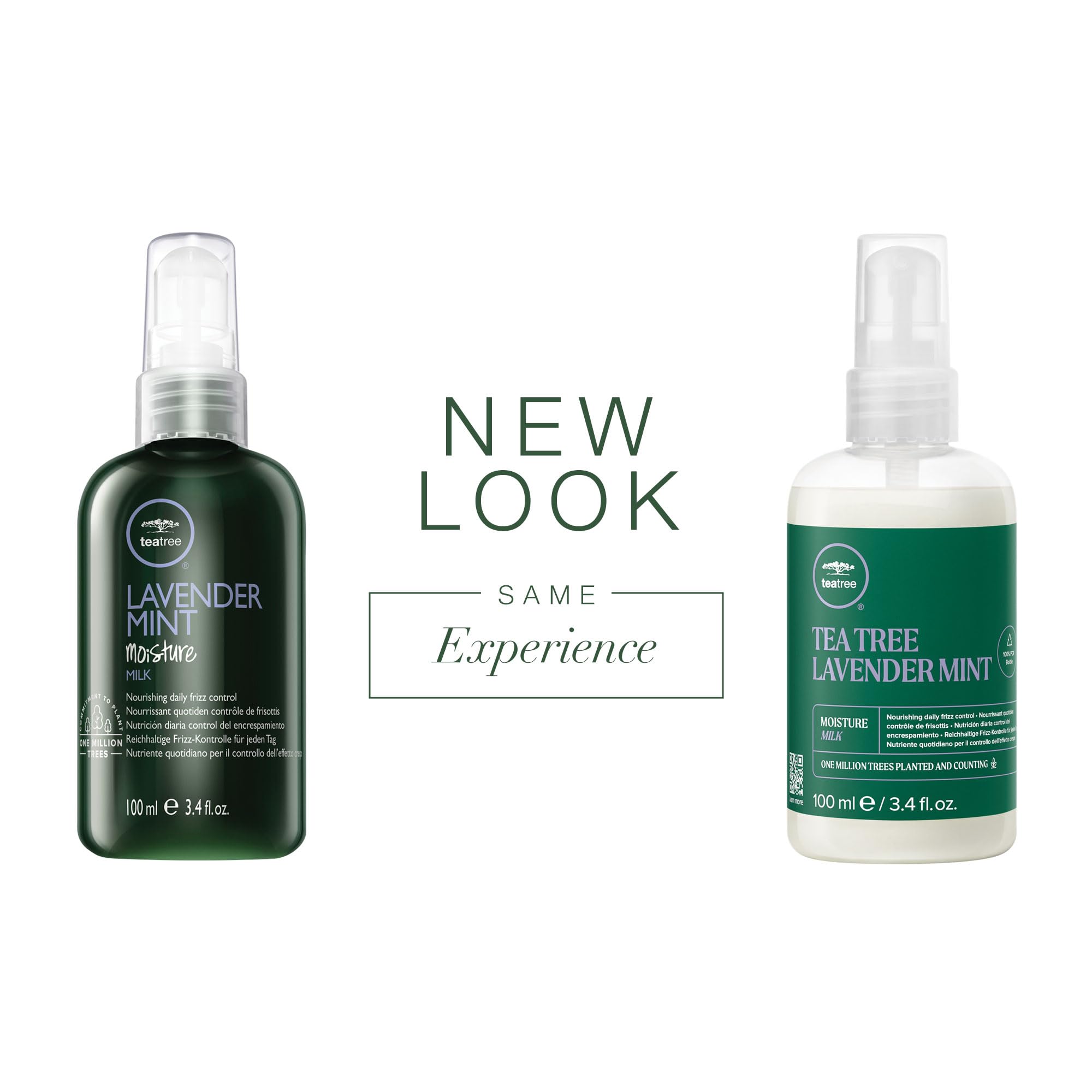 Tea Tree Lait hydratant Lavande Menthe – emballage attrayant pour cheveux bouclés.