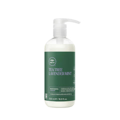 Tea Tree Lavande Menthe: bouteille montrant le soin hydratant idéal pour cheveux bouclés.