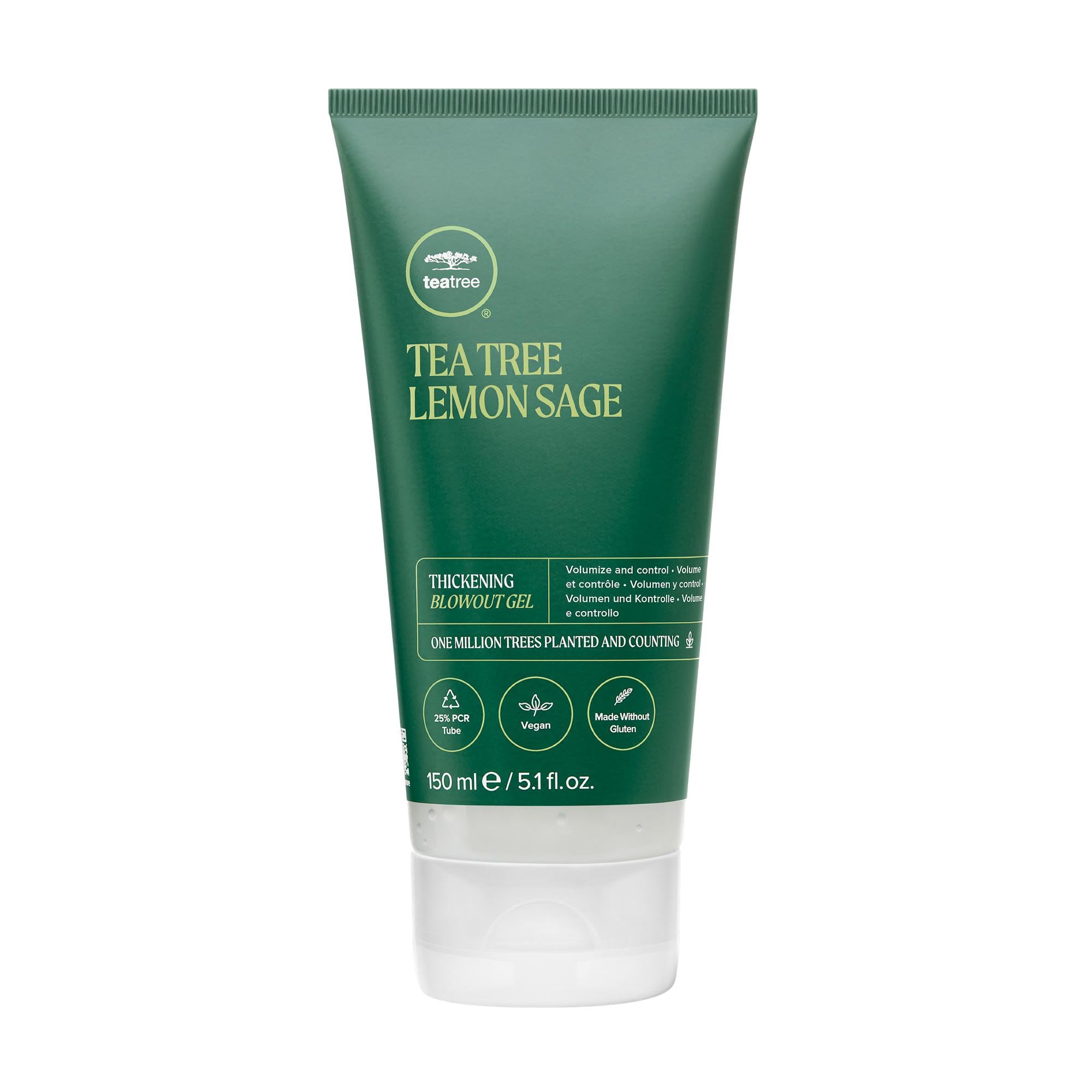Flacon Tea Tree Lemon Sage Gel pour volume léger sur cheveux fins.