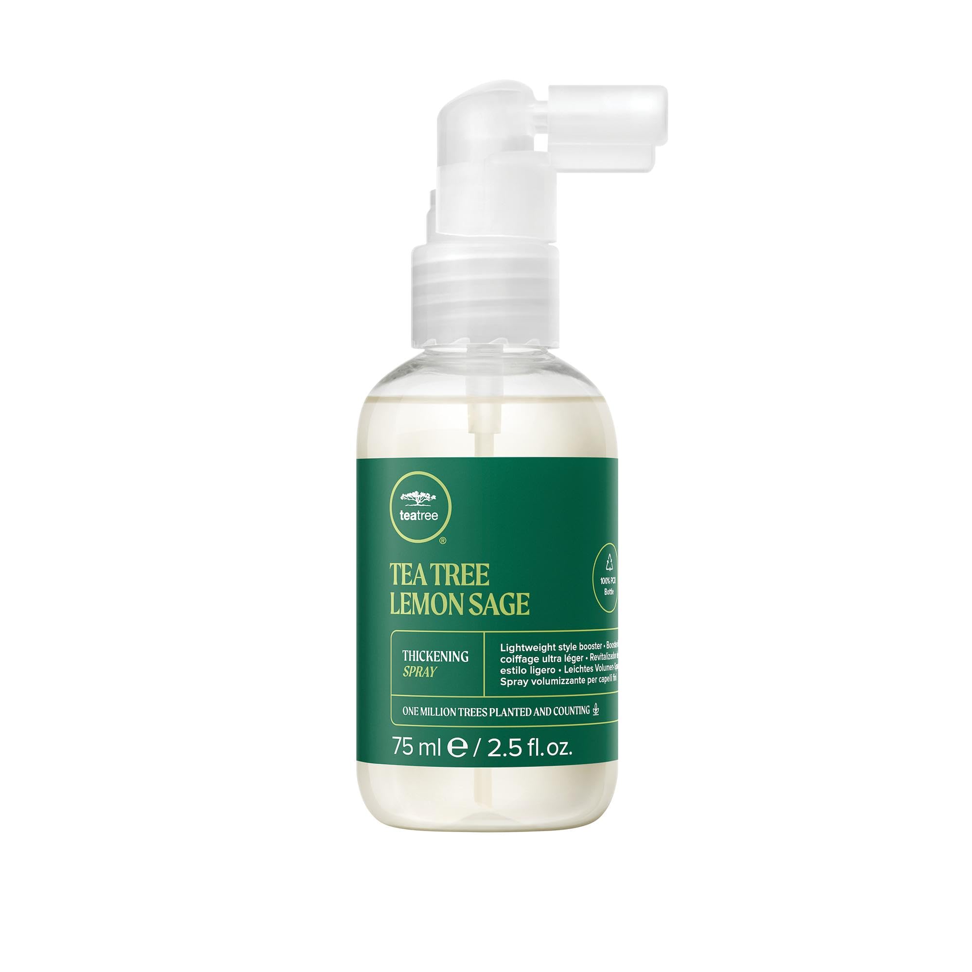Tea Tree Lemon Sage Spray, bouteille: volume léger pour cheveux fins et facile à coiffer.