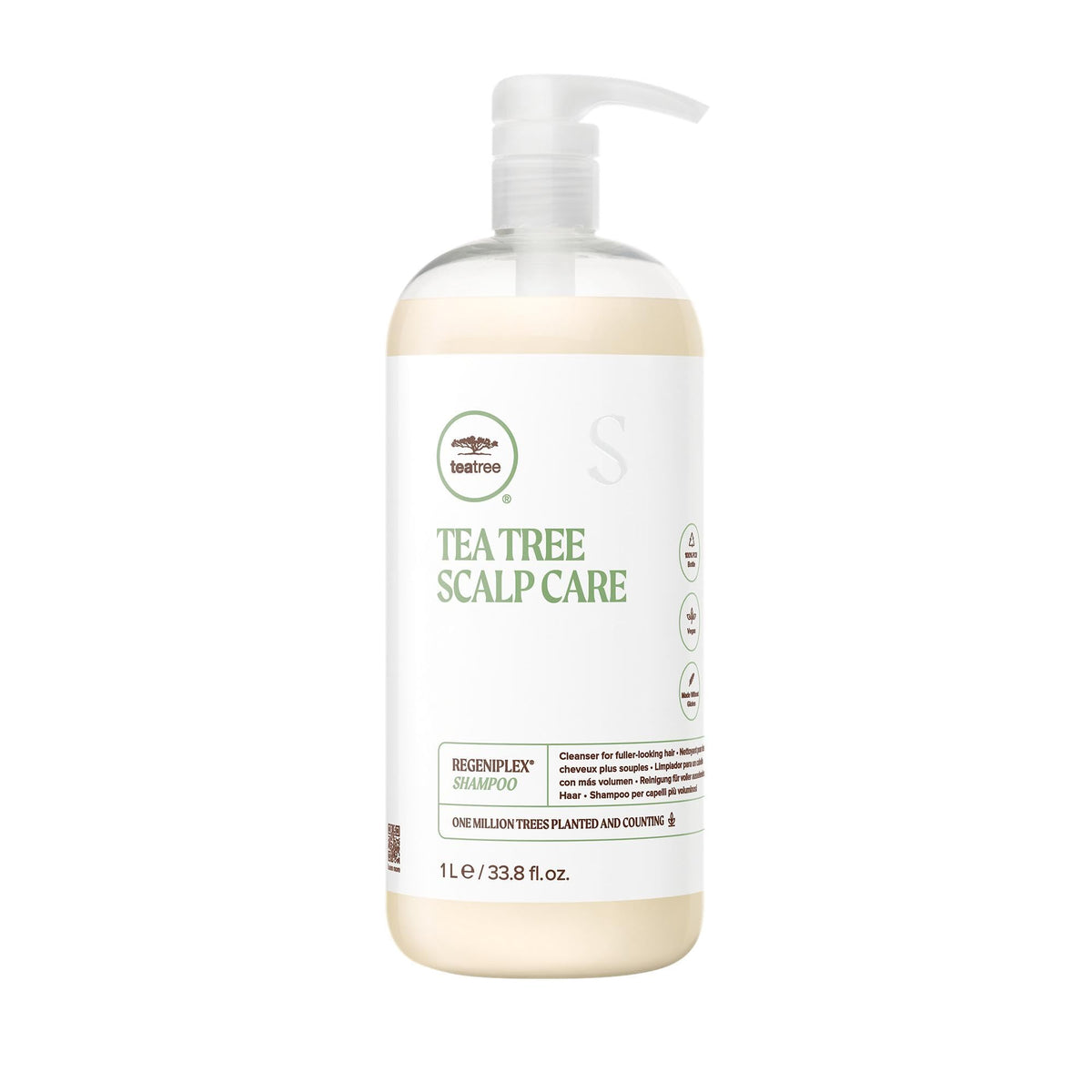Shampoing Tea Tree Regeniplex en flacon, parfum frais et nettoyage en douceur du cuir chevelu.