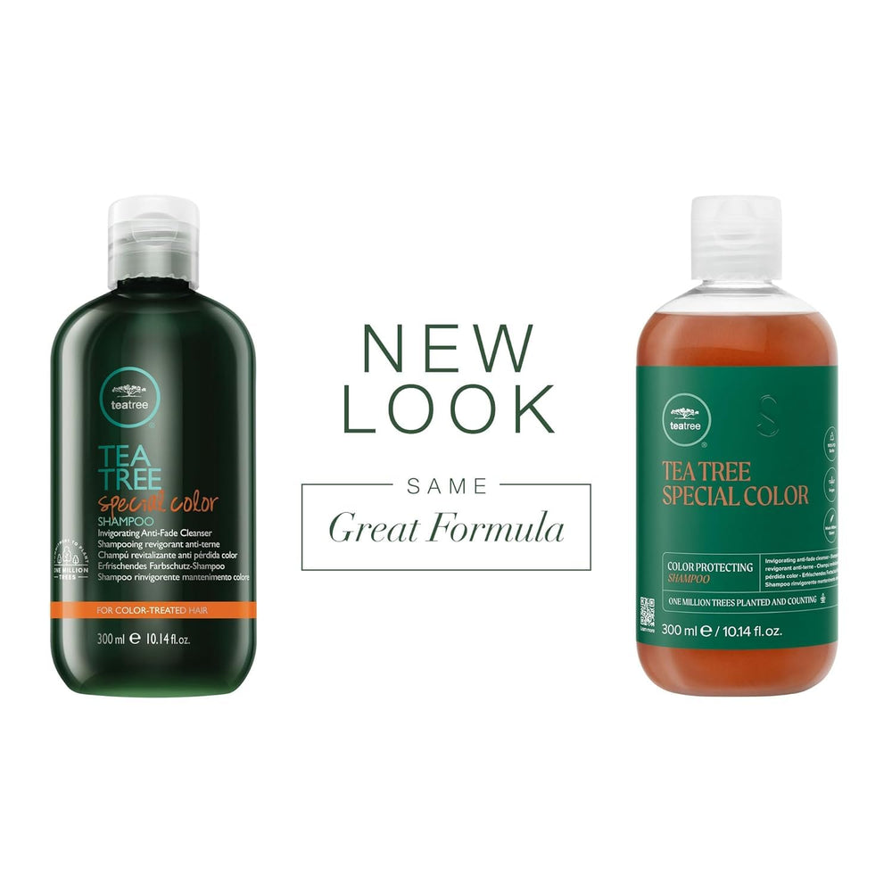 Tea Tree Special Color Conditioner – bouteille, démêle et protège la couleur tout en laissant une odeur fraîche.
