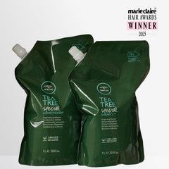 Tea Tree Special Conditioner : flacon ouvert suggérant application facile et contrôlée.