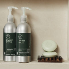 Tea Tree Special Shampoo Bar, aromatherapie menthe-lavande pour une expérience sensorialielle.