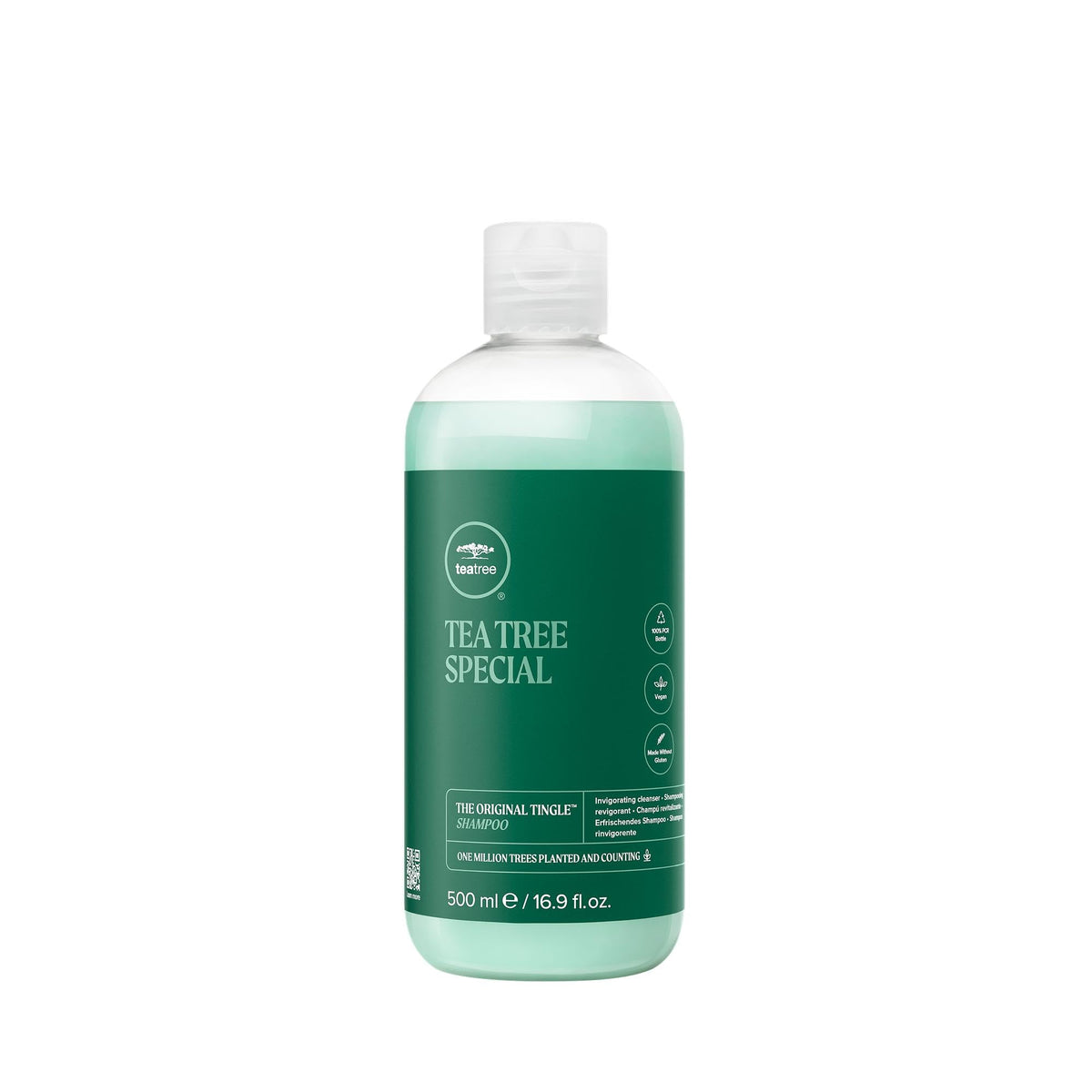 Tea Tree Special Shampoo bouteille frisson, rafraîchit le cuir chevelu et les cheveux.
