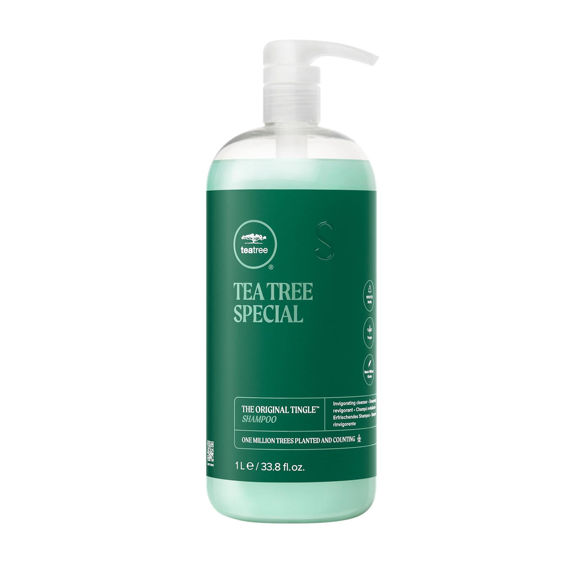 Tea Tree Special Shampoo — bouteille, picotement rafraîchissant pour démarrer la journée.