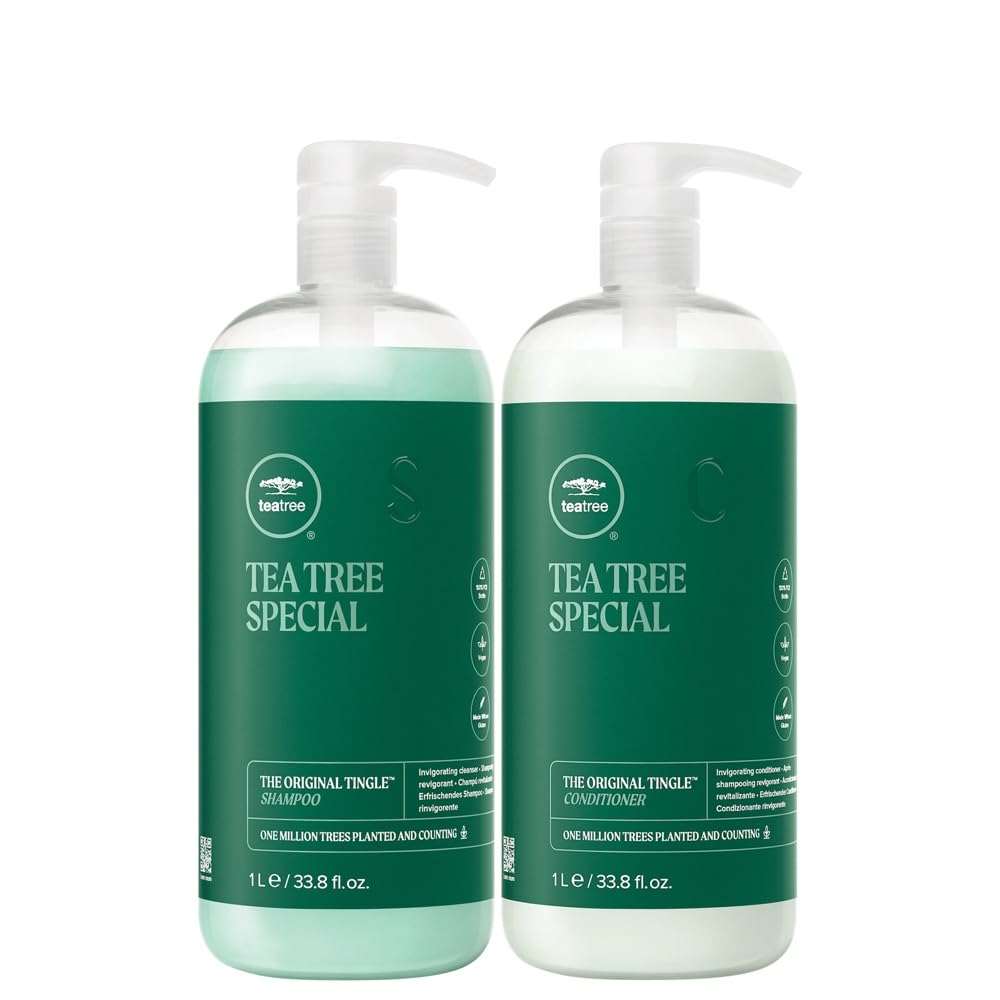 Tea Tree Special Shampoo – bouteille, revitalise le cuir chevelu et densifie les cheveux.