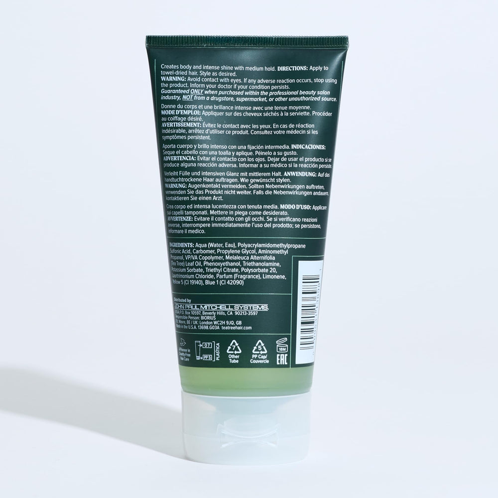 Tea Tree Styling Gel : idéal pour quiffs et pompadours, coiffage flexible.