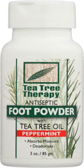 Tea Tree Therapy Poudre antiseptique pour les pieds, fraîcheur mentholée durable.