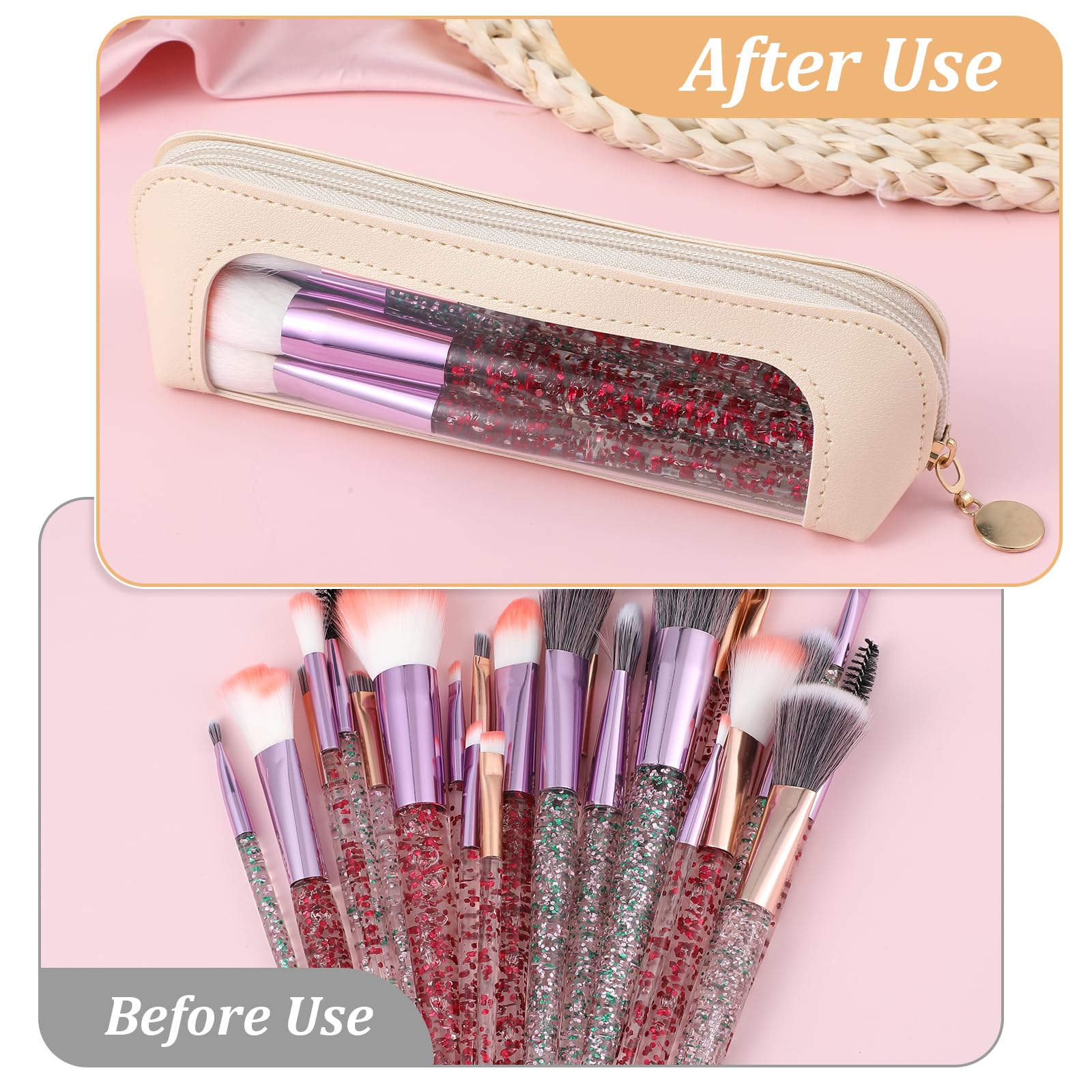 Teaaha-support-brosses-maquillage-cuir-pu, idéal pour ranger pinceaux lors des voyages.