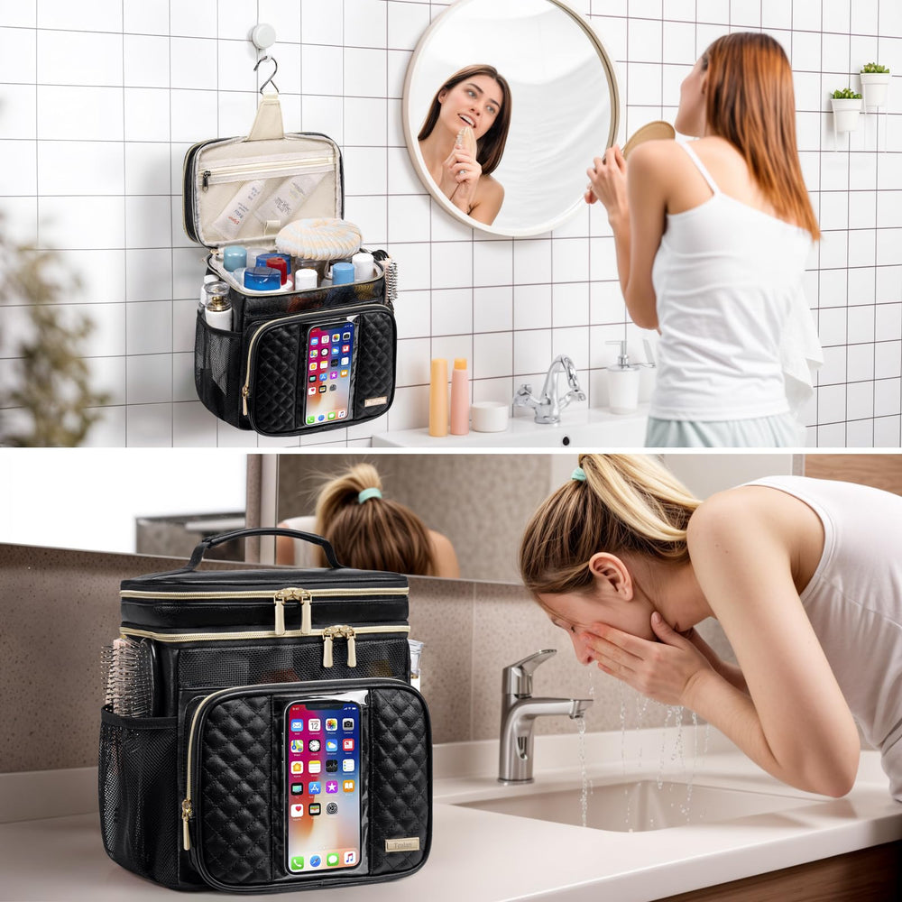 Tealari sac toilette cuir cadeau pratique, idéal pour dortoirs universitaires et voyages.