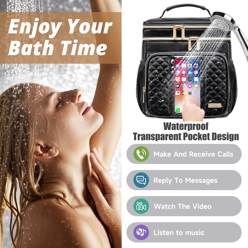 Tealari sac toilette cuir spacieux trois compartiments, rangement optimisé pour tous types de produits.