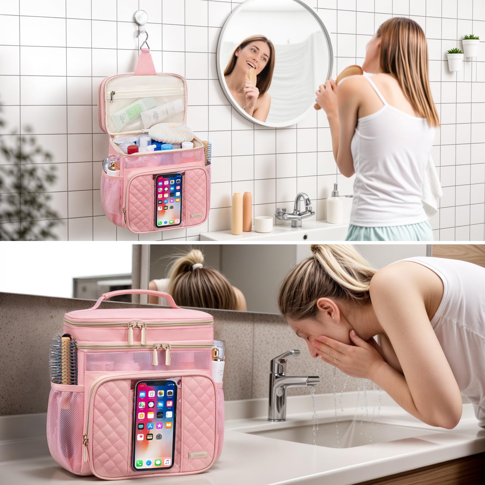 Tealari sac-toilette pliable portable, se replie pour gagner de l'espace.