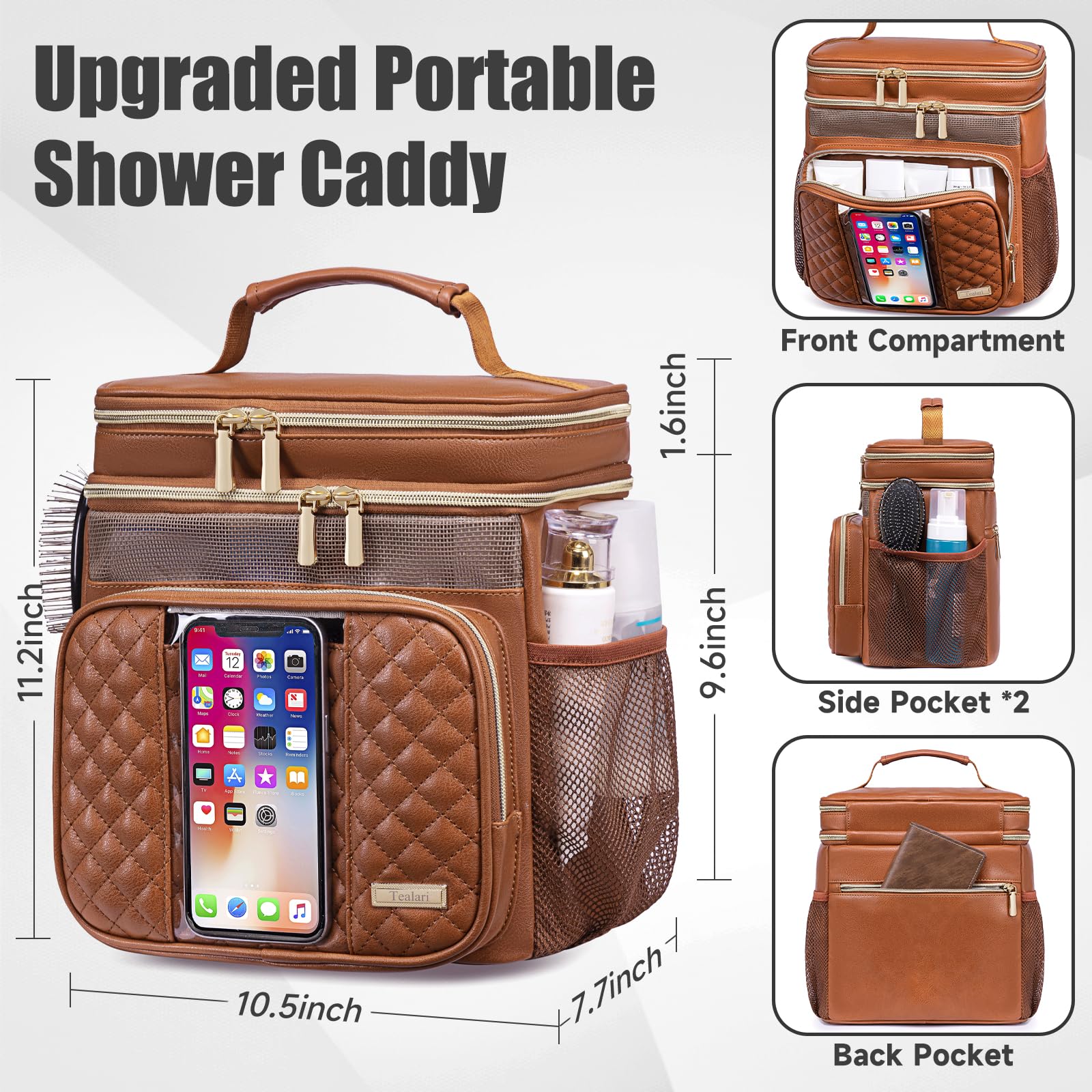 Tealari trousse cuir séparateur supérieur pour petits cosmétiques.