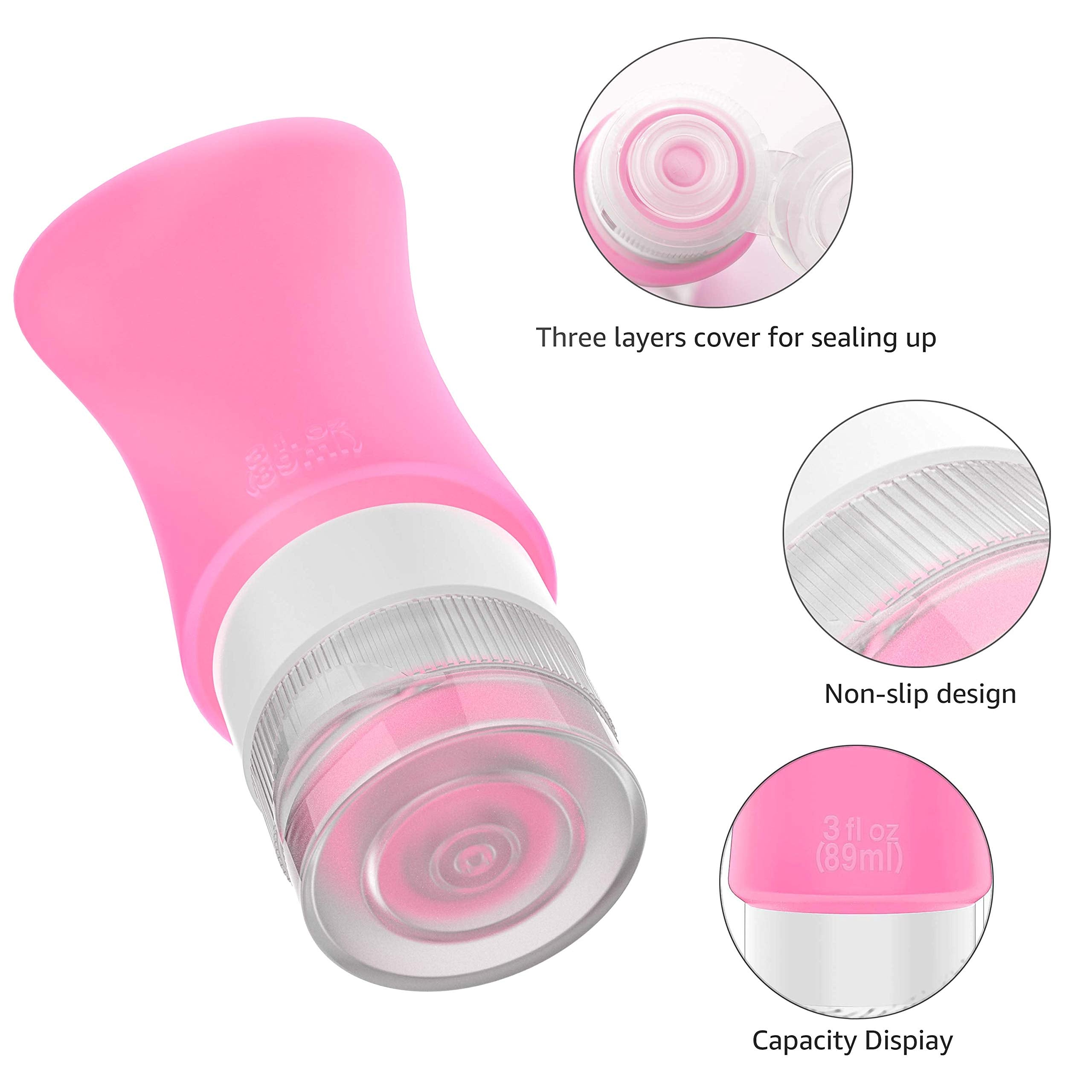 Teapile bouteilles en silicone doux, flexibles et faciles à presser en voyage.