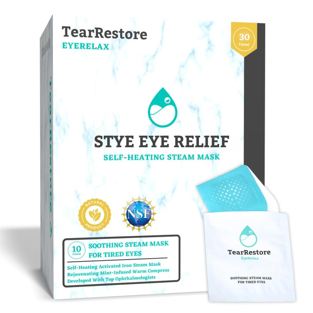 TearRestore EyeRelax masque yeux chauffant, hydrate les paupières et apaise les yeux secs.