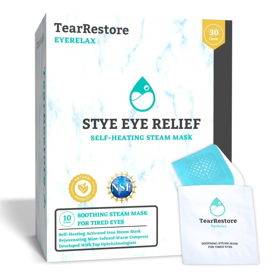 TearRestore EyeRelax masque yeux chauffant, hydrate les paupières et apaise les yeux secs.