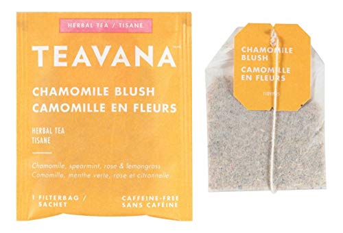 Teavana Chamomile Blush boîte d'emballage élégante, prêt à offrir pour un moment de bien-être.