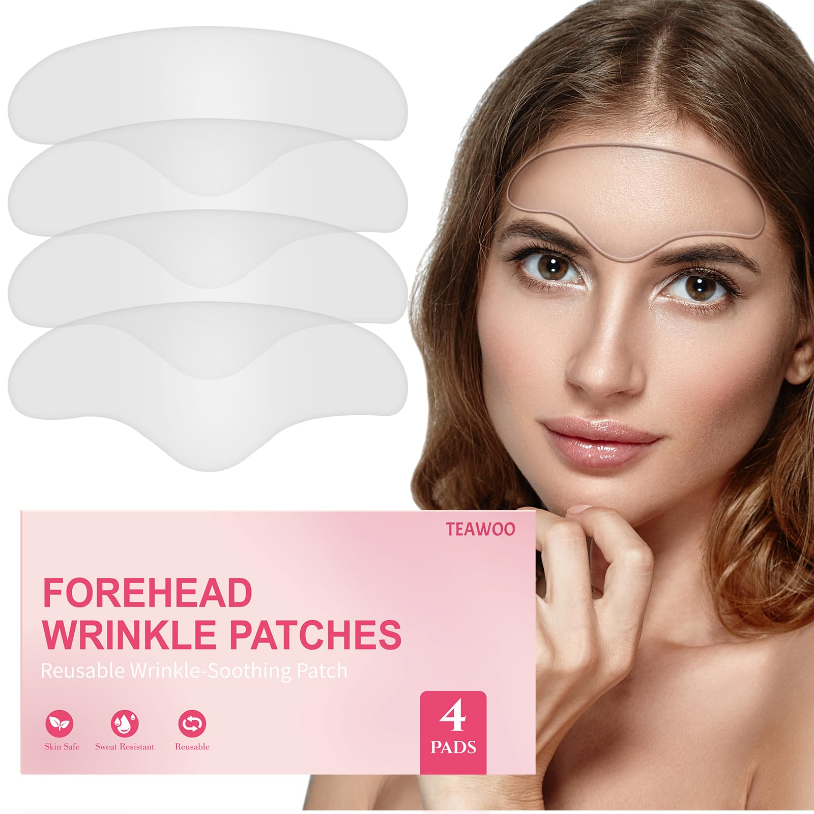 Patch frontal TEAWOO en silicone, pour un lissage doux du front.