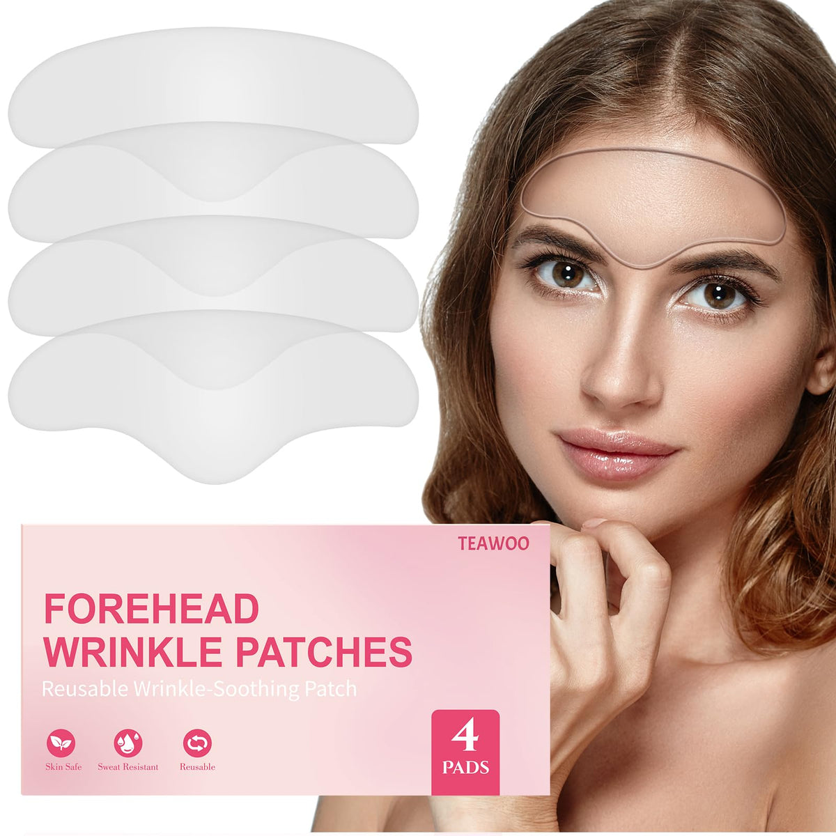 Patch frontal TEAWOO en silicone, pour un lissage doux du front.