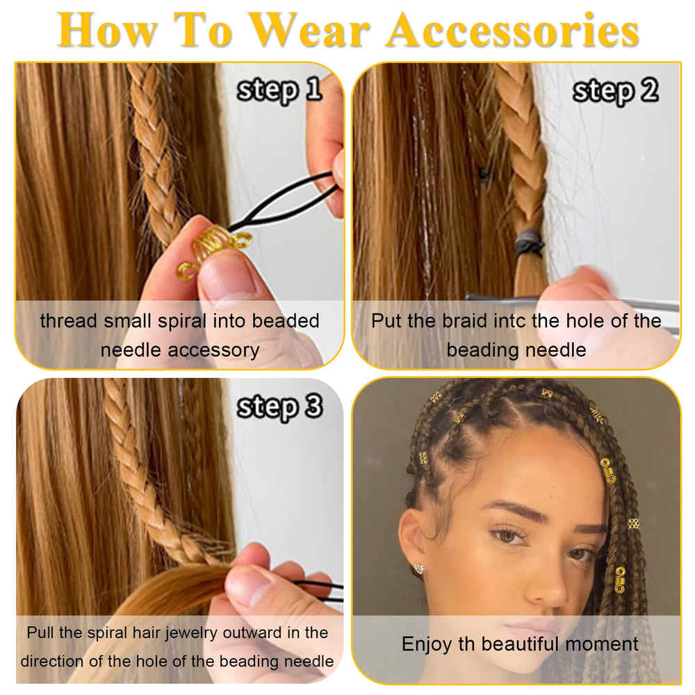 Anneaux dorés TEBIEKOY pour tresses, effet rétro chic.