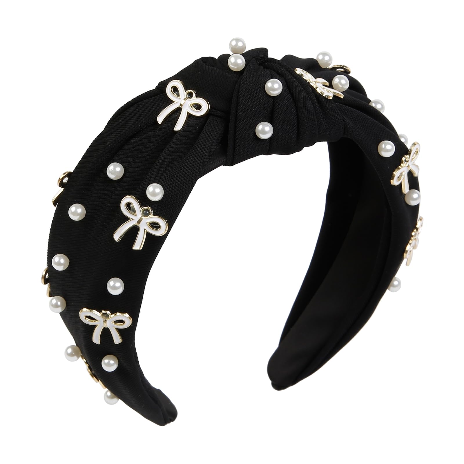 TEBIEKOY Bandeau noeud perles rose, allure chic et confort quotidien.
