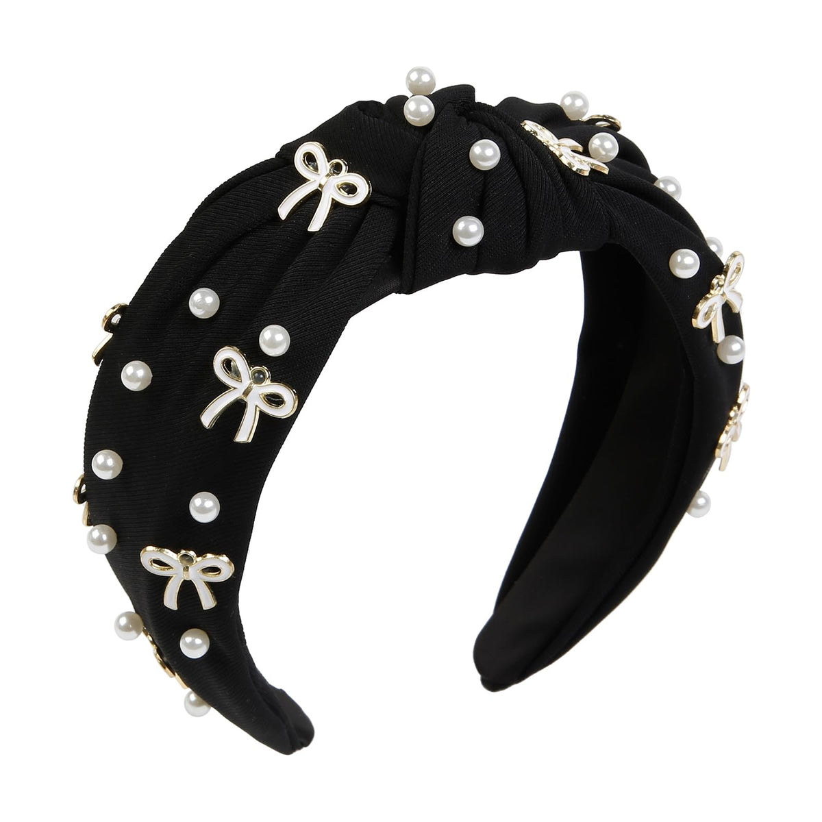 TEBIEKOY Bandeau noeud perles rose, allure chic et confort quotidien.