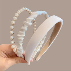 Bandeau TEBIEKOY en perles blanc, ensemble 3 pièces, élégant et polyvalent.