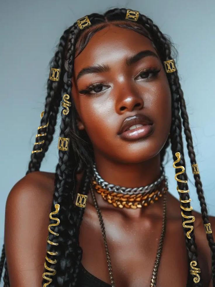 Ornements dreadlocks dorés TEBIEKOY, style audacieux et durable.