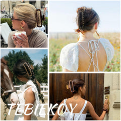 TEBIEKOY pince à cheveux XXL brun clair polyvalente pour tout style.