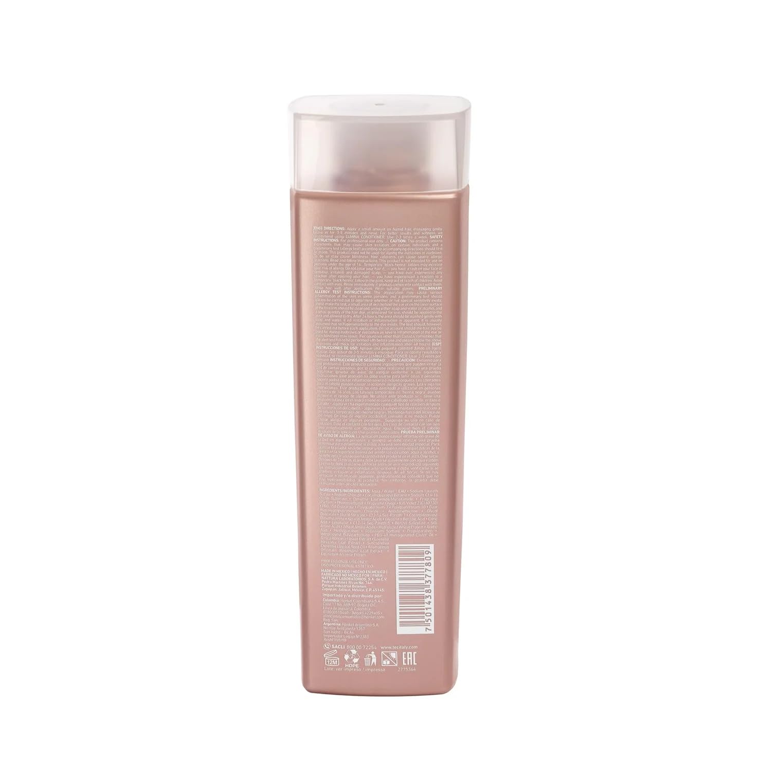 Lumina violet Shampoing Tec Italy hydrate et donne brillance aux cheveux blonds et gris.