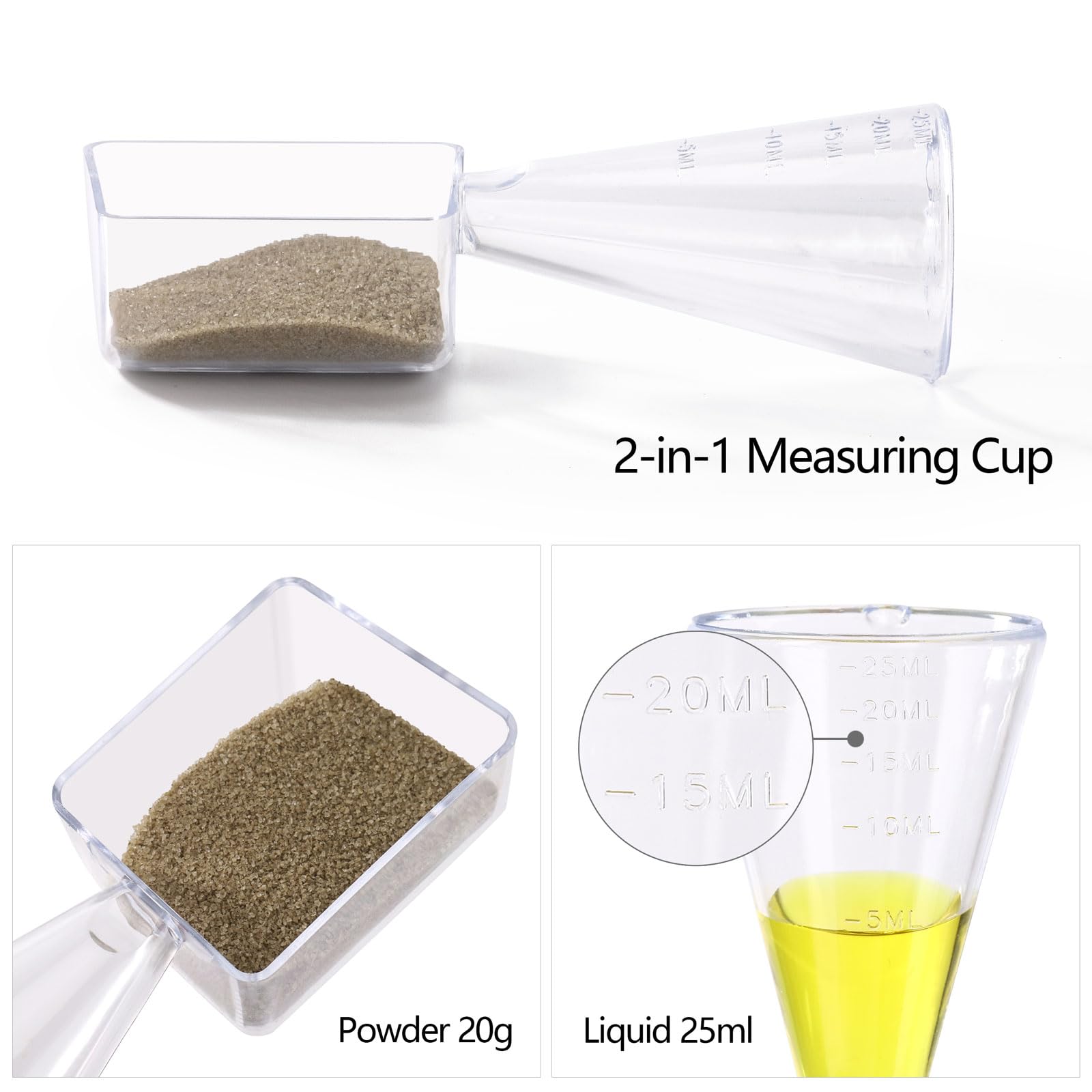 Tecbeauty cuillères-mesures 2 en 1, dosage précis poudre et liquide.
